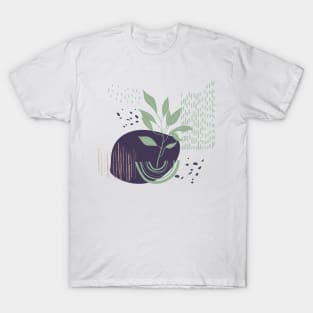 Abstract shapes lines and leaves digital design T-Shirt